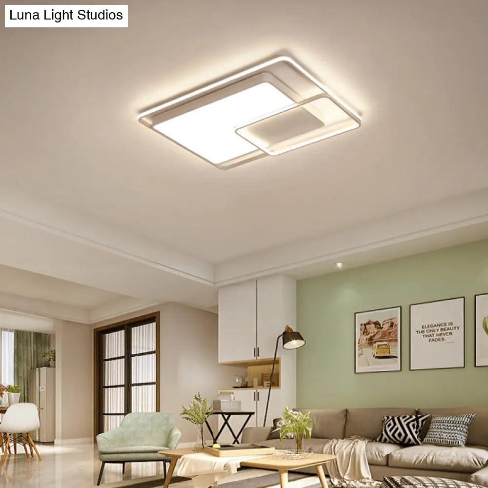 16-35.5’ W Modern White Rectangle Ceiling Light With High Penetrated Acrylic Led - Flushmount In