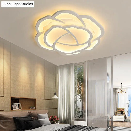 16.5/20.5 Acrylic Flush Mount Led Flower Ceiling Lamp - Modern Style White/Warm Light