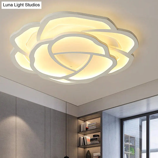 16.5/20.5 Acrylic Flush Mount Led Flower Ceiling Lamp - Modern Style White/Warm Light White / 16.5