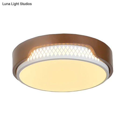16.5’/20.5’ Dia Brown Round Flush Ceiling Light With Simplicity Acrylic Led Warm/White Fixture
