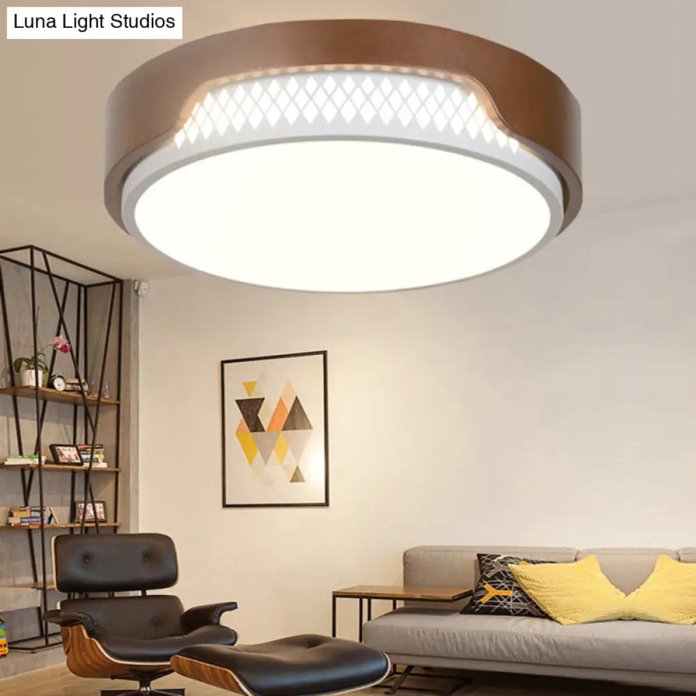 16.5’/20.5’ Dia Brown Round Flush Ceiling Light With Simplicity Acrylic Led Warm/White Fixture