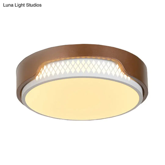 16.5/20.5 Dia Brown Round Flush Ceiling Light With Simplicity Acrylic Led Warm/White Fixture