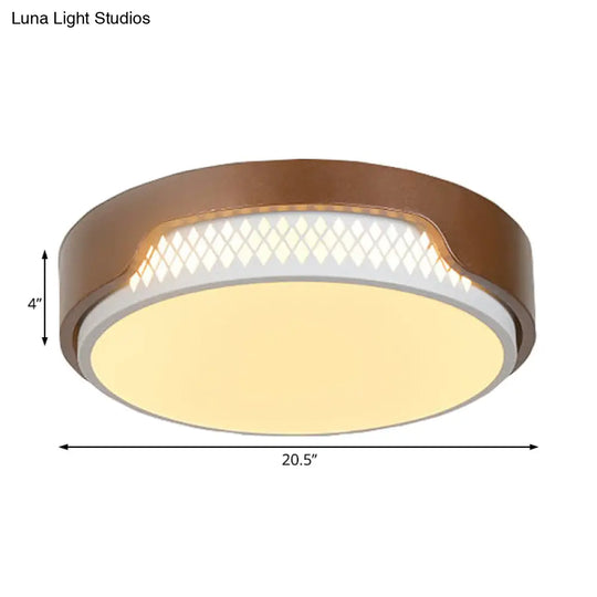 16.5’/20.5’ Dia Brown Round Flush Ceiling Light With Simplicity Acrylic Led Warm/White Fixture