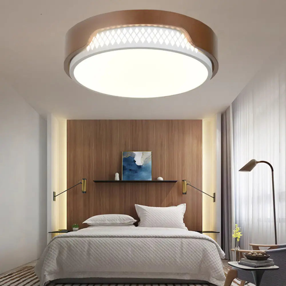 16.5’/20.5’ Dia Brown Round Flush Ceiling Light With Simplicity Acrylic Led Warm/White Fixture