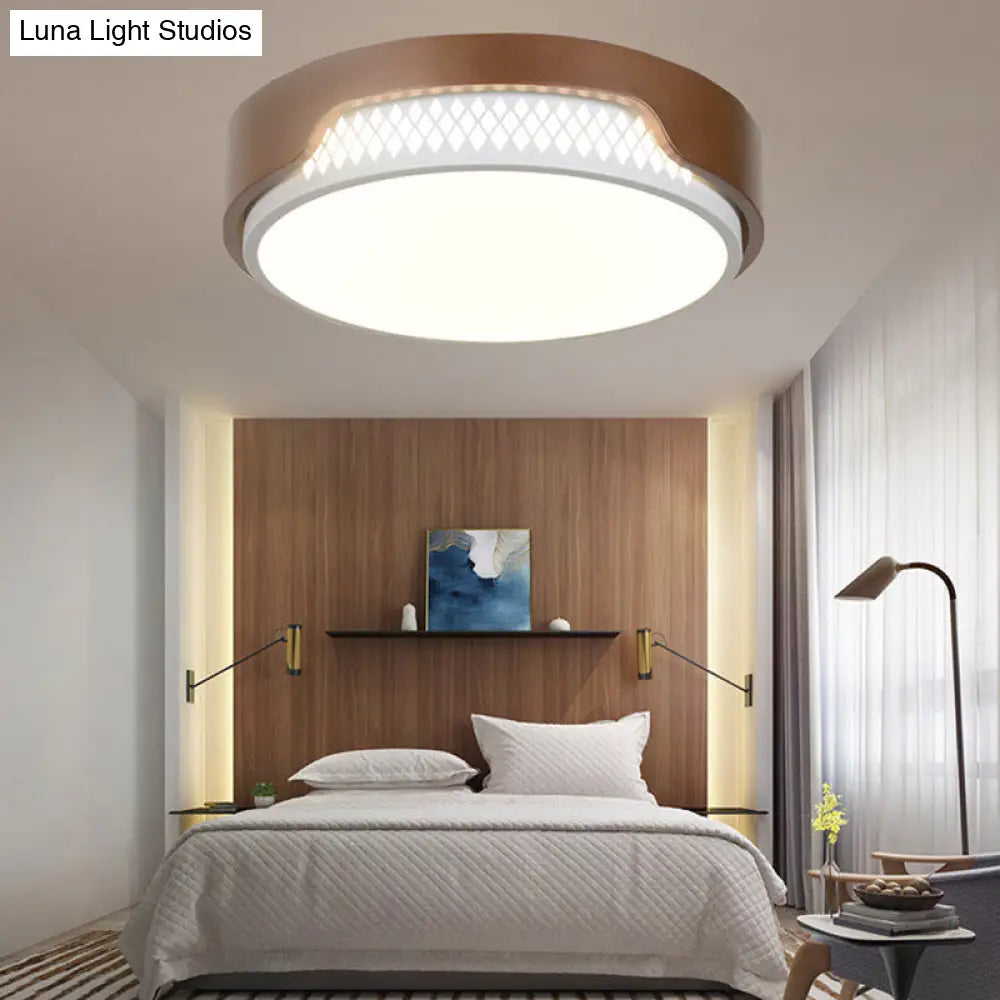 16.5/20.5 Dia Brown Round Flush Ceiling Light With Simplicity Acrylic Led Warm/White Fixture / 16.5