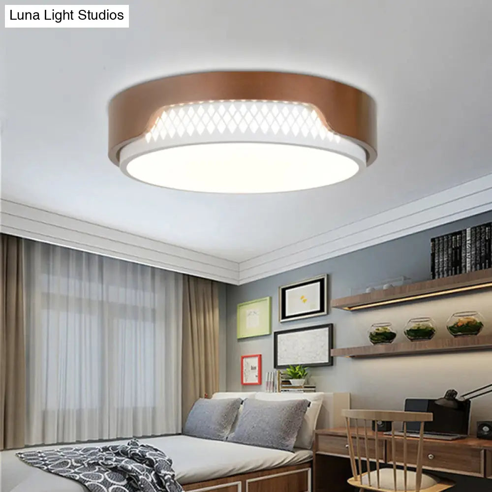 16.5/20.5 Dia Brown Round Flush Ceiling Light With Simplicity Acrylic Led Warm/White Fixture