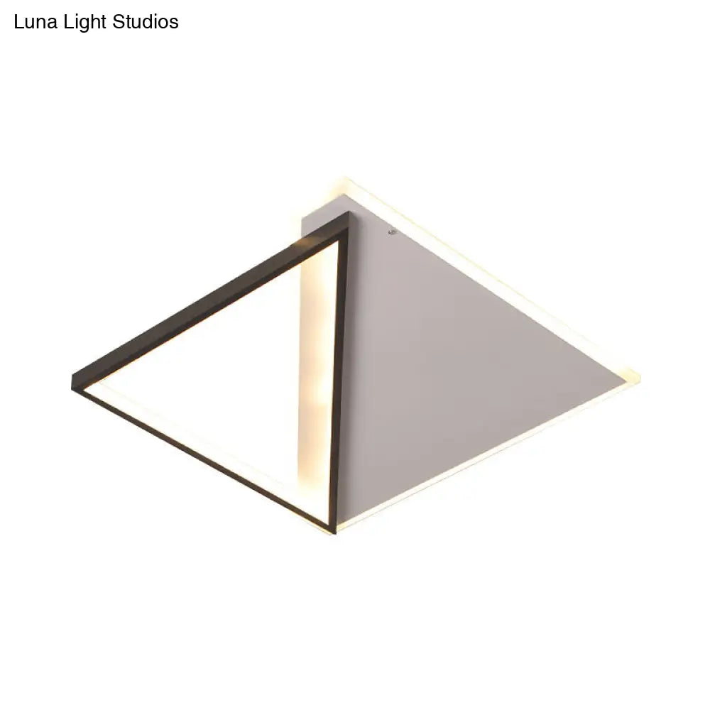 16.5’/20.5’ Led Ceiling Flush Light Metallic Black And White Rhombus Indoor Lighting Warm/White