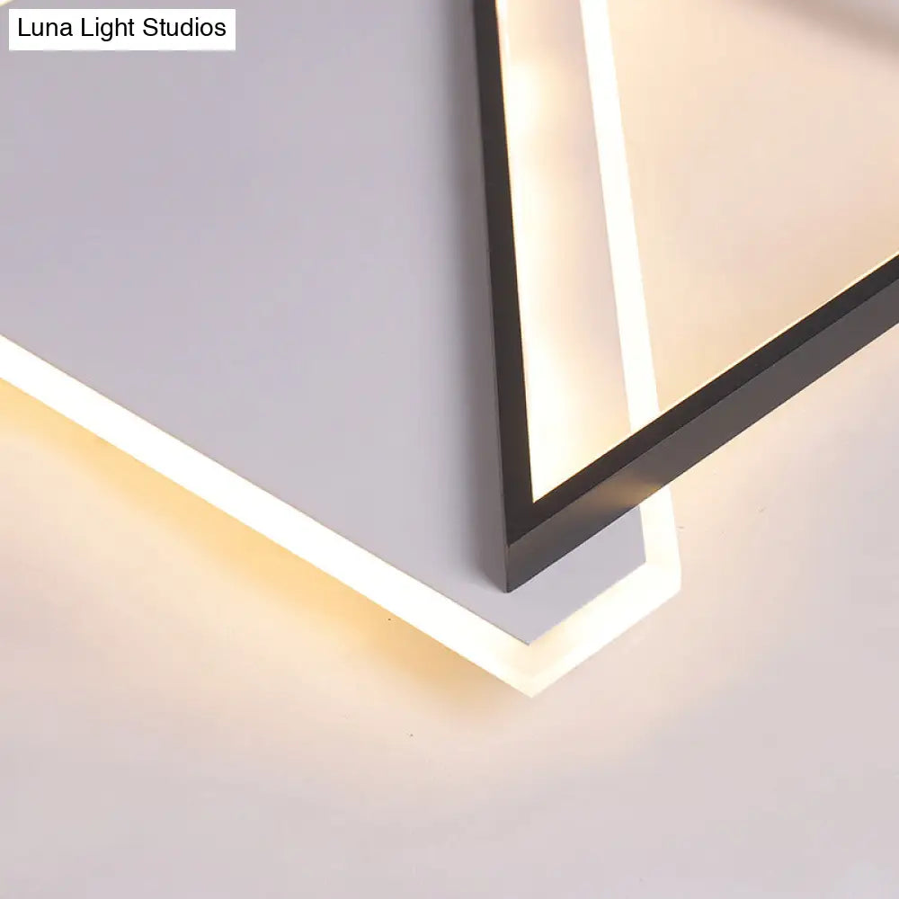 16.5’/20.5’ Led Ceiling Flush Light Metallic Black And White Rhombus Indoor Lighting Warm/White