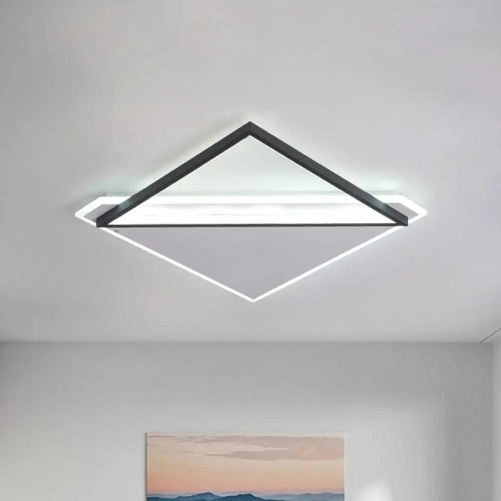 16.5’/20.5’ Led Ceiling Flush Light Metallic Black And White Rhombus Indoor Lighting Warm/White