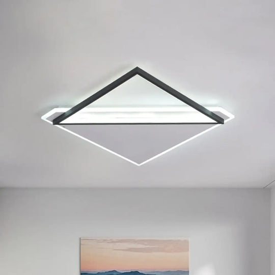 16.5’/20.5’ Led Ceiling Flush Light Metallic Black And White Rhombus Indoor Lighting Warm/White