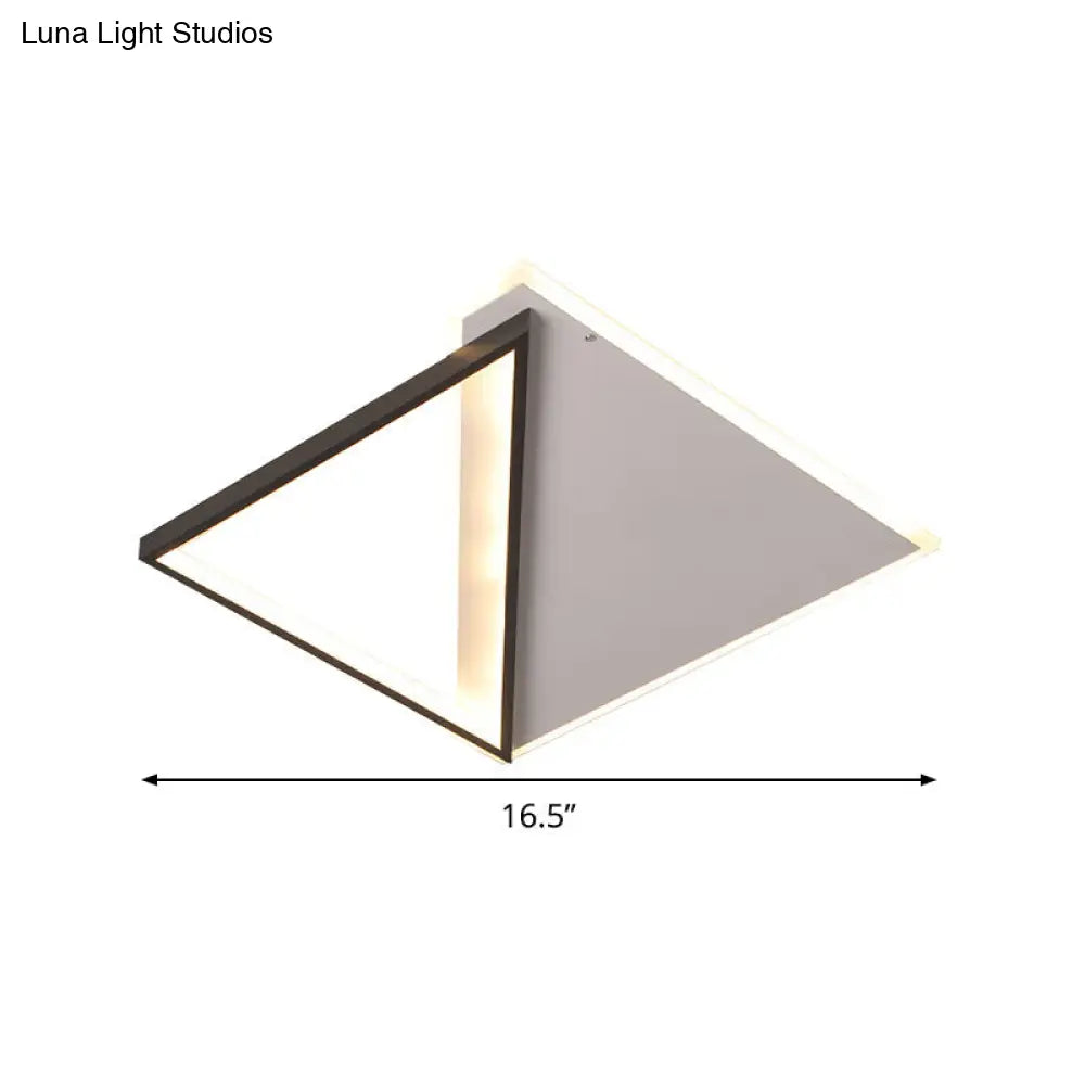 16.5’/20.5’ Led Ceiling Flush Light Metallic Black And White Rhombus Indoor Lighting Warm/White