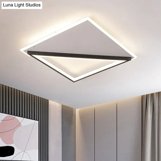 16.5’/20.5’ Led Ceiling Flush Light Metallic Black And White Rhombus Indoor Lighting Warm/White