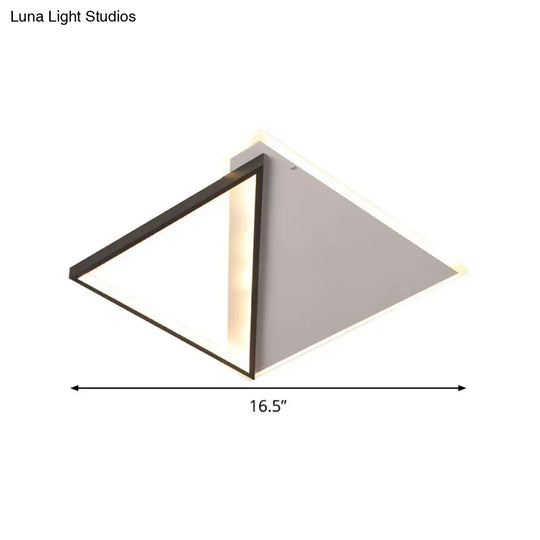 16.5/20.5 Led Ceiling Flush Light Metallic Black And White Rhombus Indoor Lighting Warm/White