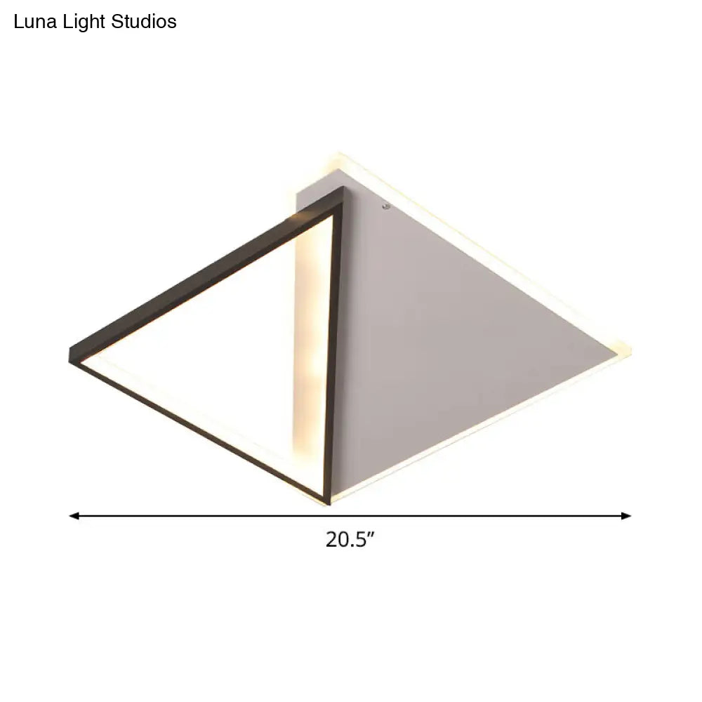 16.5/20.5 Led Ceiling Flush Light Metallic Black And White Rhombus Indoor Lighting Warm/White