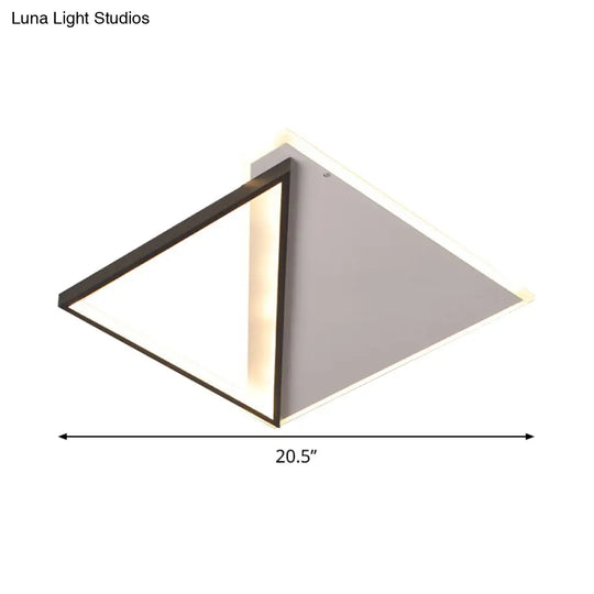 16.5’/20.5’ Led Ceiling Flush Light Metallic Black And White Rhombus Indoor Lighting Warm/White