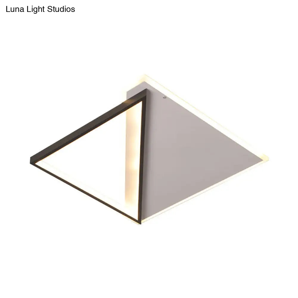 16.5/20.5 Led Ceiling Flush Light Metallic Black And White Rhombus Indoor Lighting Warm/White