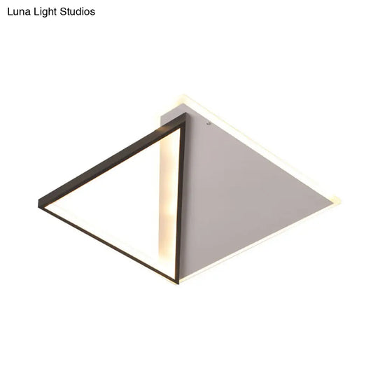 16.5/20.5 Led Ceiling Flush Light Metallic Black And White Rhombus Indoor Lighting Warm/White