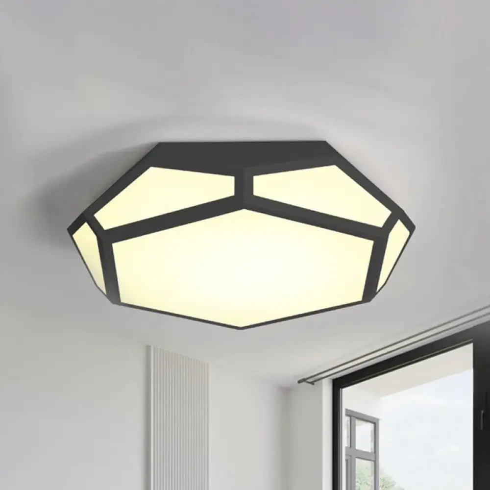 16.5’/20.5’ Metal Geometric Flush Mount Ceiling Light With Acrylic Shade In Nordic Black/White