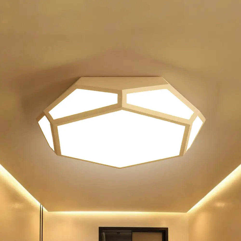 16.5’/20.5’ Metal Geometric Flush Mount Ceiling Light With Acrylic Shade In Nordic Black/White