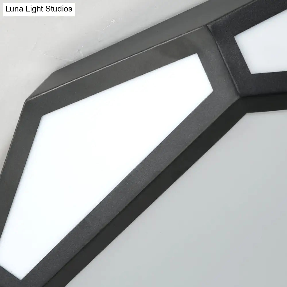 16.5’/20.5’ Metal Geometric Flush Mount Ceiling Light With Acrylic Shade In Nordic Black/White