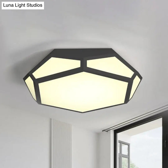 16.5/20.5 Metal Geometric Flush Mount Ceiling Light With Acrylic Shade In Nordic Black/White