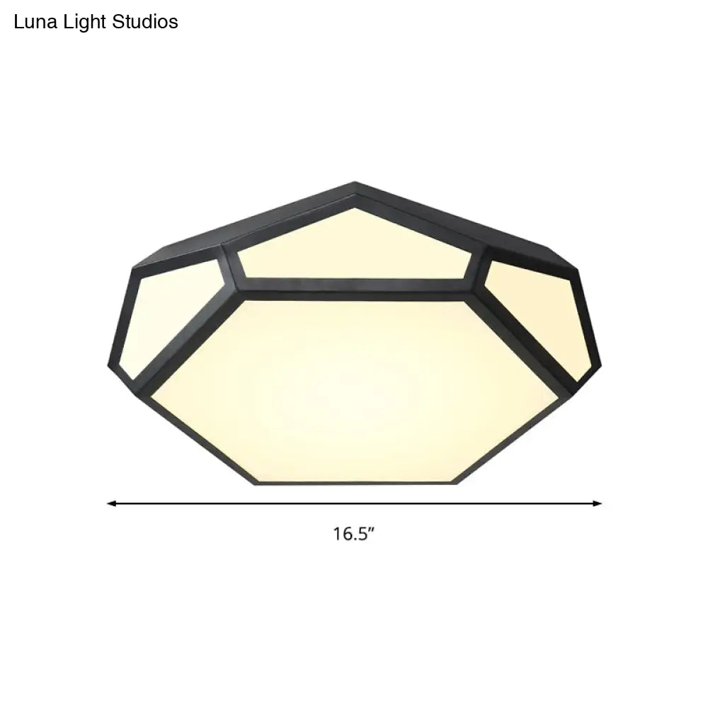 16.5/20.5 Metal Geometric Flush Mount Ceiling Light With Acrylic Shade In Nordic Black/White