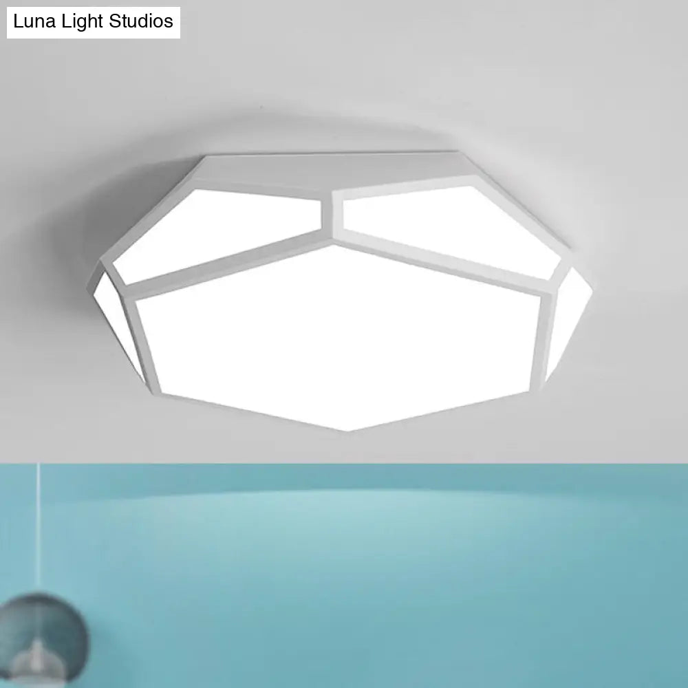 16.5/20.5 Metal Geometric Flush Mount Ceiling Light With Acrylic Shade In Nordic Black/White