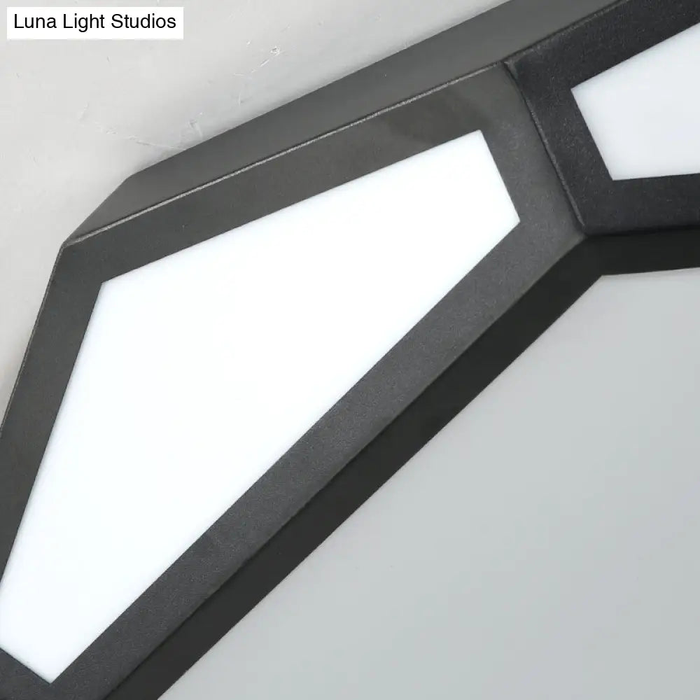 16.5/20.5 Metal Geometric Flush Mount Ceiling Light With Acrylic Shade In Nordic Black/White