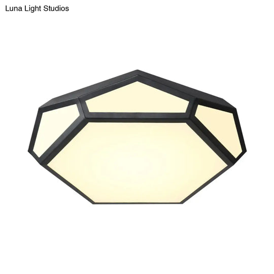 16.5/20.5 Metal Geometric Flush Mount Ceiling Light With Acrylic Shade In Nordic Black/White