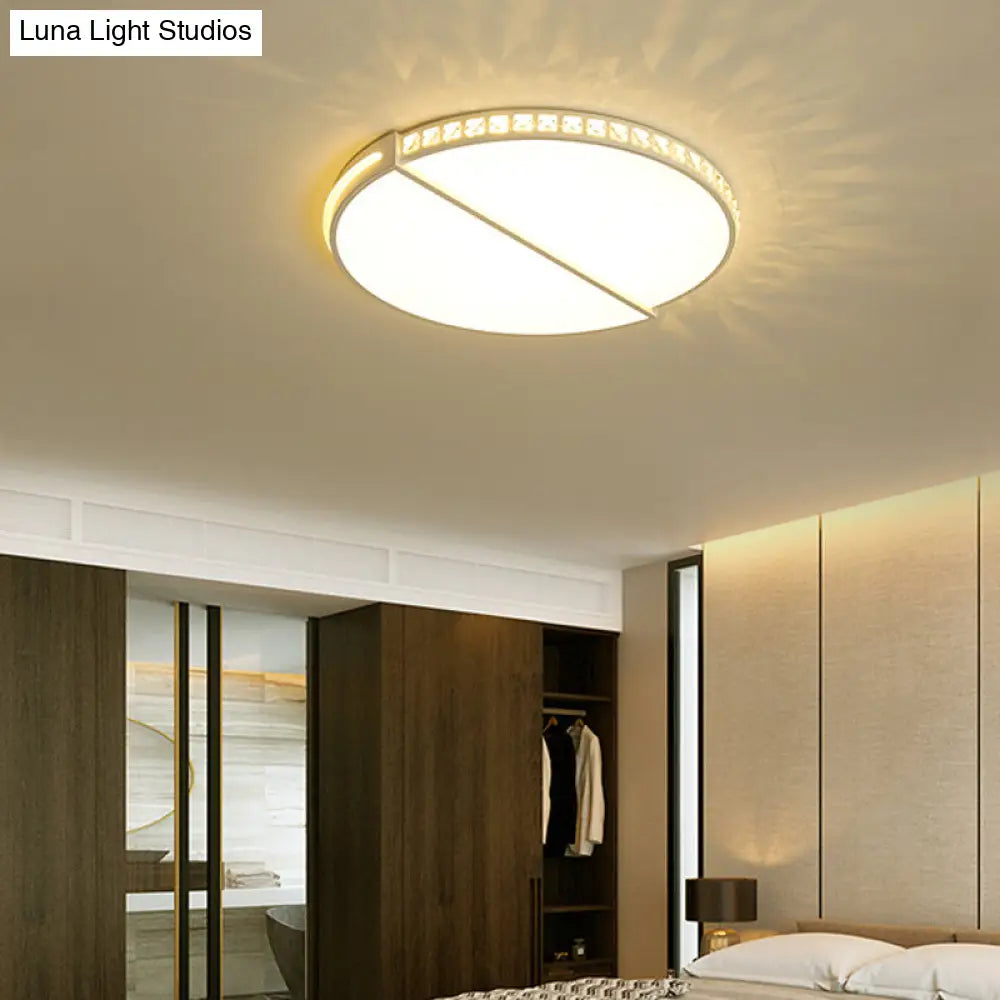 16.5’/20.5’ Simple Metallic Led Flush Mount Ceiling Light In Warm/White/3 Color With Crystal