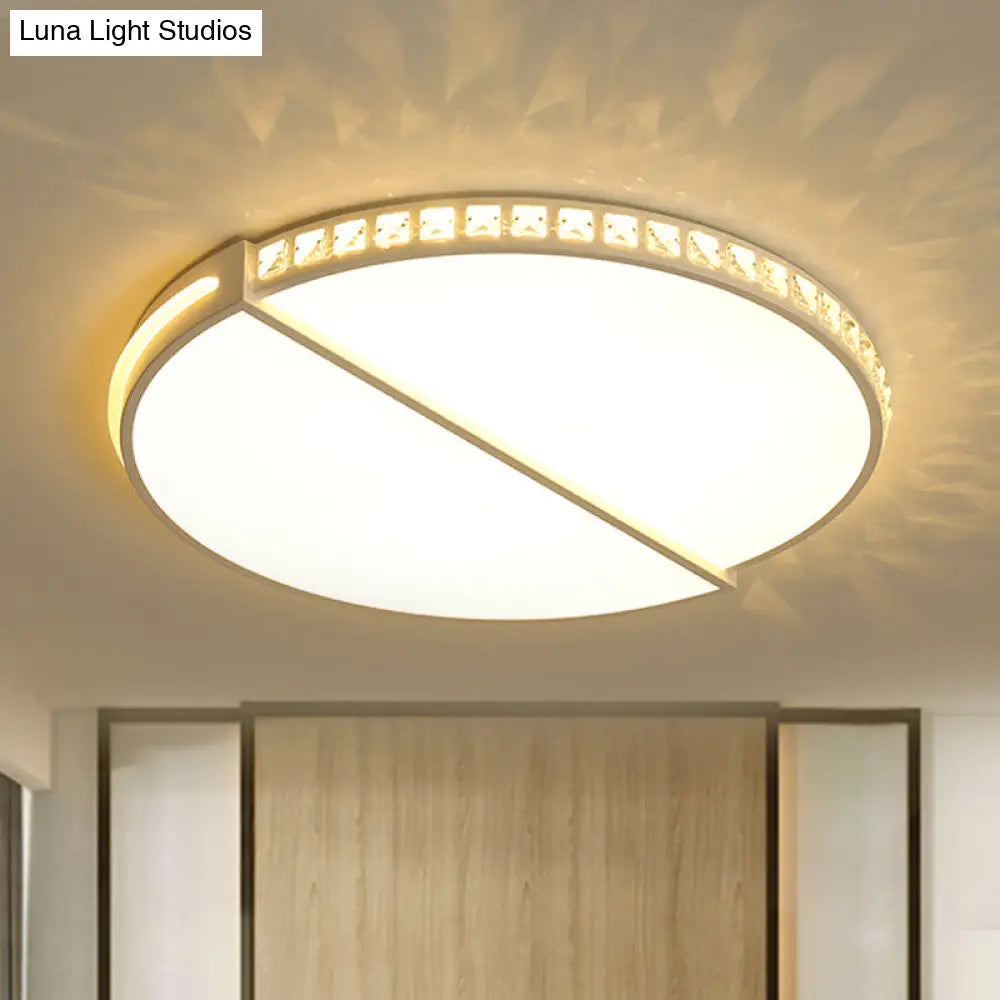16.5’/20.5’ Simple Metallic Led Flush Mount Ceiling Light In Warm/White/3 Color With Crystal