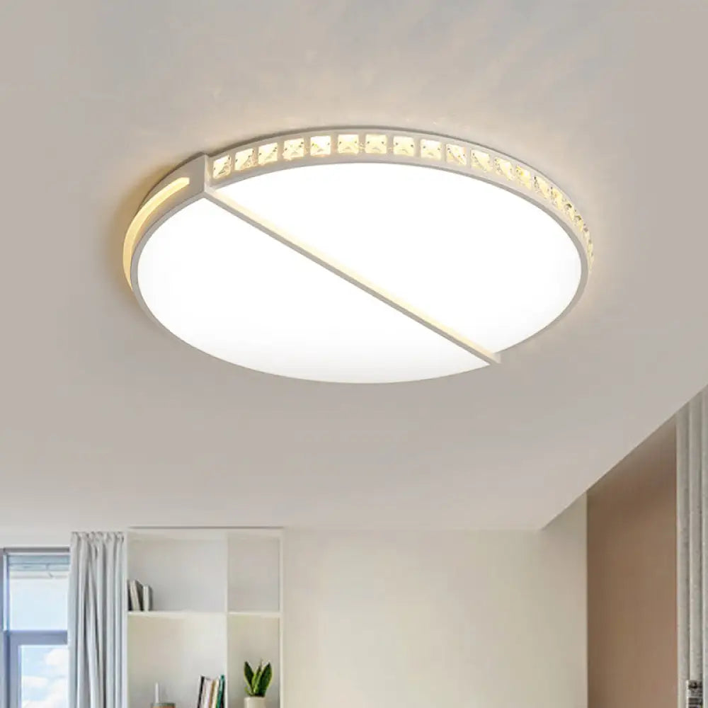16.5’/20.5’ Simple Metallic Led Flush Mount Ceiling Light In Warm/White/3 Color With Crystal