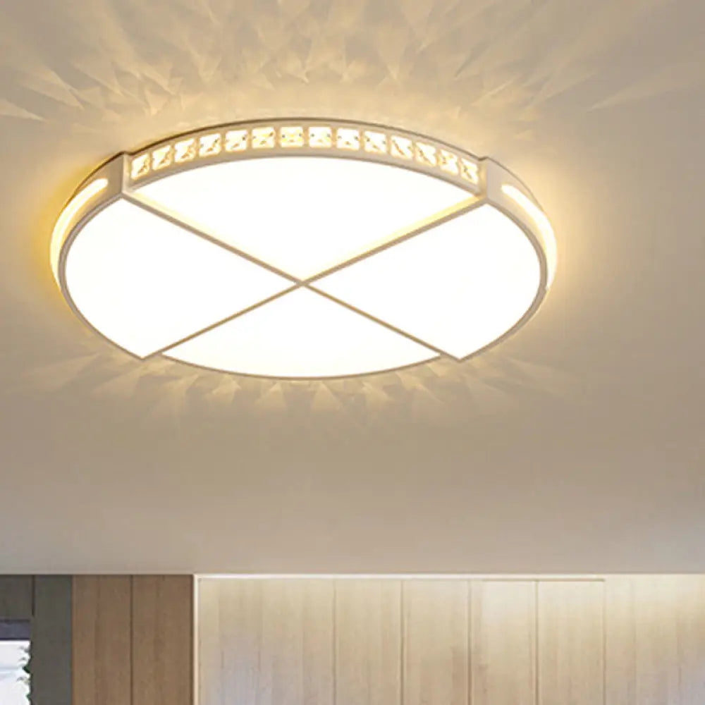 16.5’/20.5’ Simple Round Led Flush Mount Lamp - White Ceiling Light Fixture For Bedroom