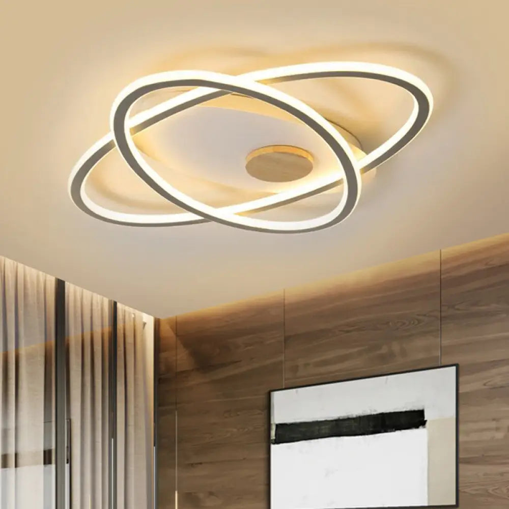 16.5’/20.5’ W Oval Acrylic Ceiling Lamp - Simplicity Led Grey Semi Flush Mount Lighting With