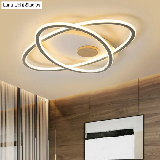 16.5/20.5 W Oval Acrylic Ceiling Lamp - Simplicity Led Grey Semi Flush Mount Lighting With