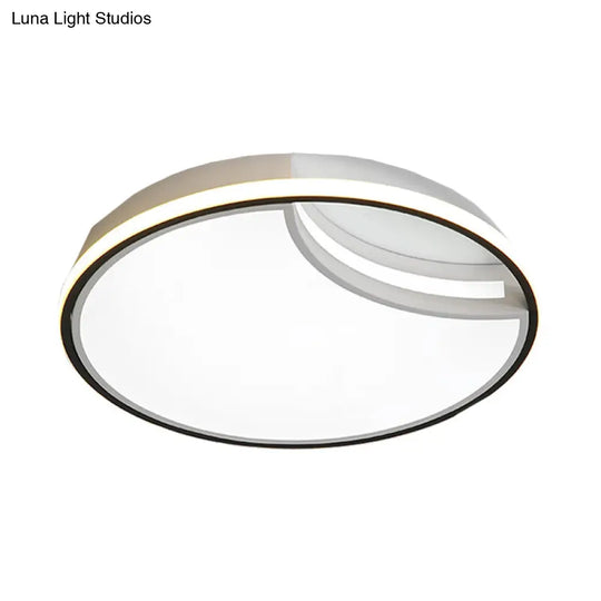 16.5/20.5 White Segment Flush Mount Lamp - Simplicity Led Acrylic Lighting In Warm Light Bedroom