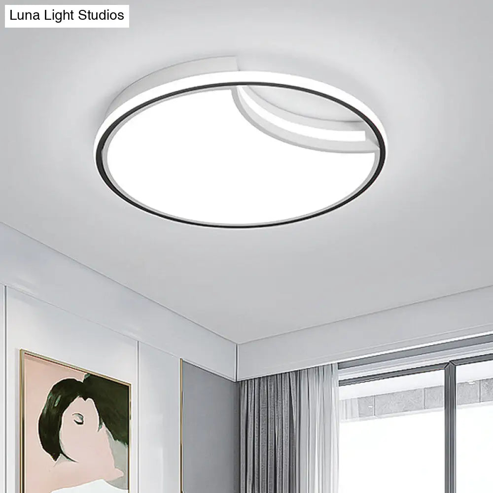 16.5/20.5 White Segment Flush Mount Lamp - Simplicity Led Acrylic Lighting In Warm Light Bedroom