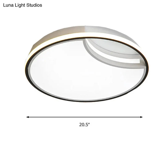 16.5/20.5 White Segment Flush Mount Lamp - Simplicity Led Acrylic Lighting In Warm Light Bedroom