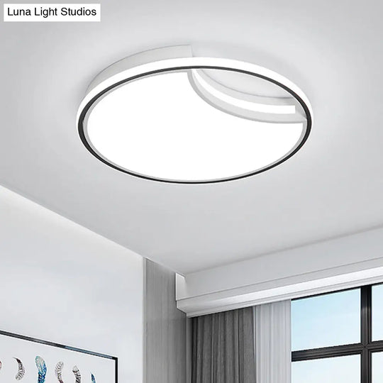 16.5/20.5 White Segment Flush Mount Lamp - Simplicity Led Acrylic Lighting In Warm Light Bedroom