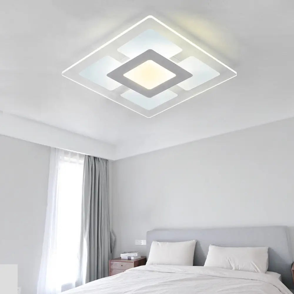 16.5’/20.5’ Wide Acrylic Square Ceiling Mounted Light - Modern Simple Style White Led Flush