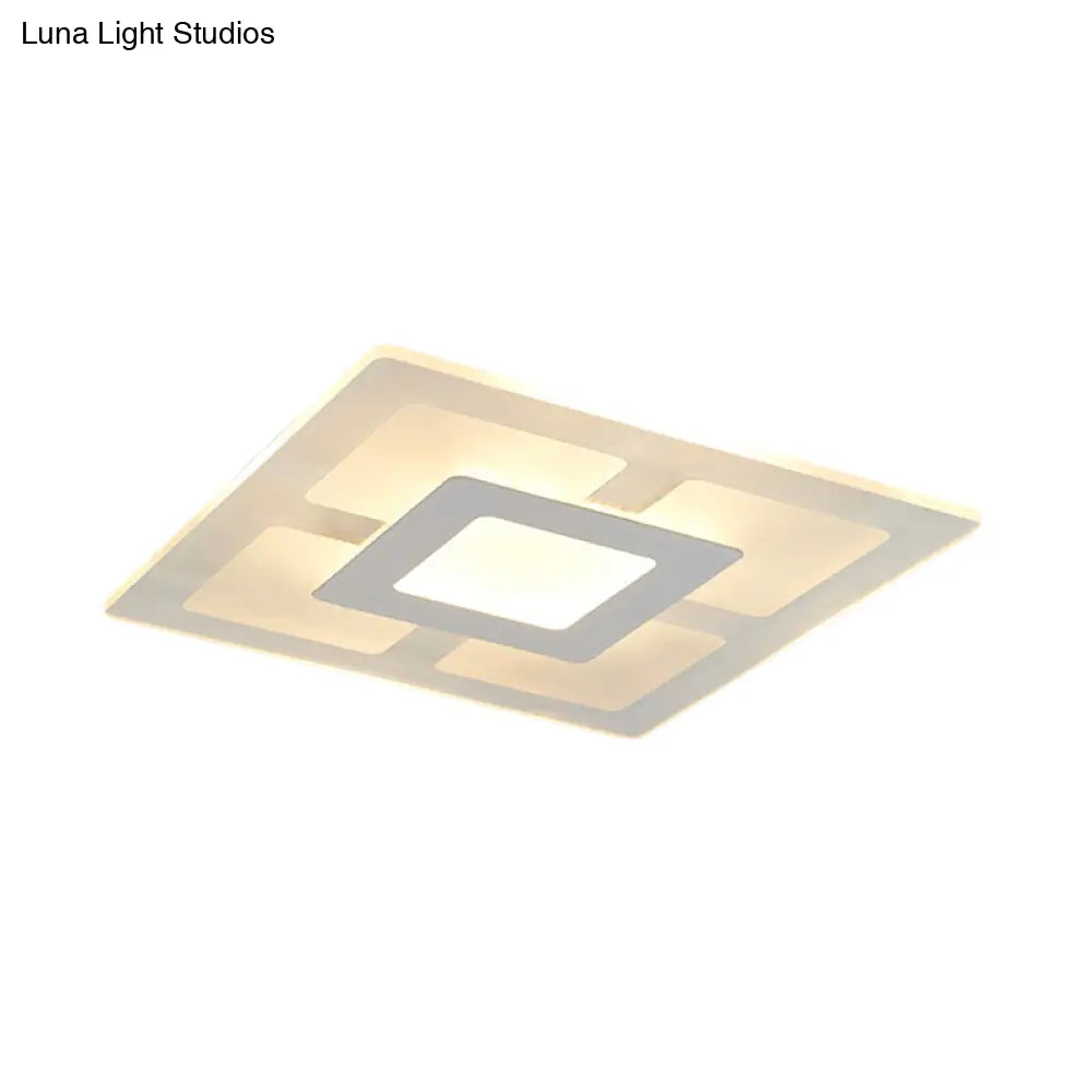 16.5’/20.5’ Wide Acrylic Square Ceiling Mounted Light - Modern Simple Style White Led Flush