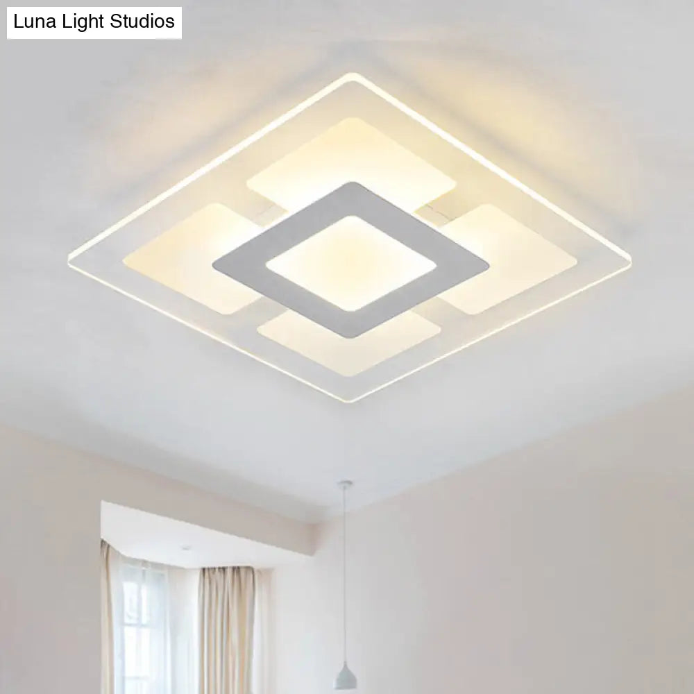 16.5’/20.5’ Wide Acrylic Square Ceiling Mounted Light - Modern Simple Style White Led Flush