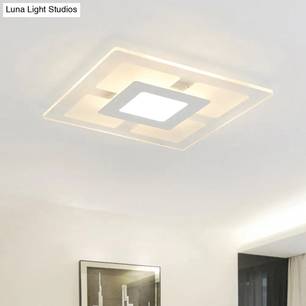 16.5/20.5 Wide Acrylic Square Ceiling Mounted Light - Modern Simple Style White Led Flush Mount Lamp