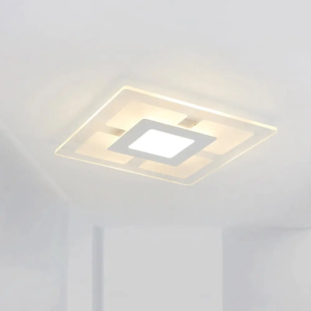 16.5’/20.5’ Wide Acrylic Square Ceiling Mounted Light - Modern Simple Style White Led Flush