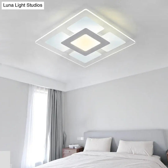 16.5/20.5 Wide Acrylic Square Ceiling Mounted Light - Modern Simple Style White Led Flush Mount Lamp