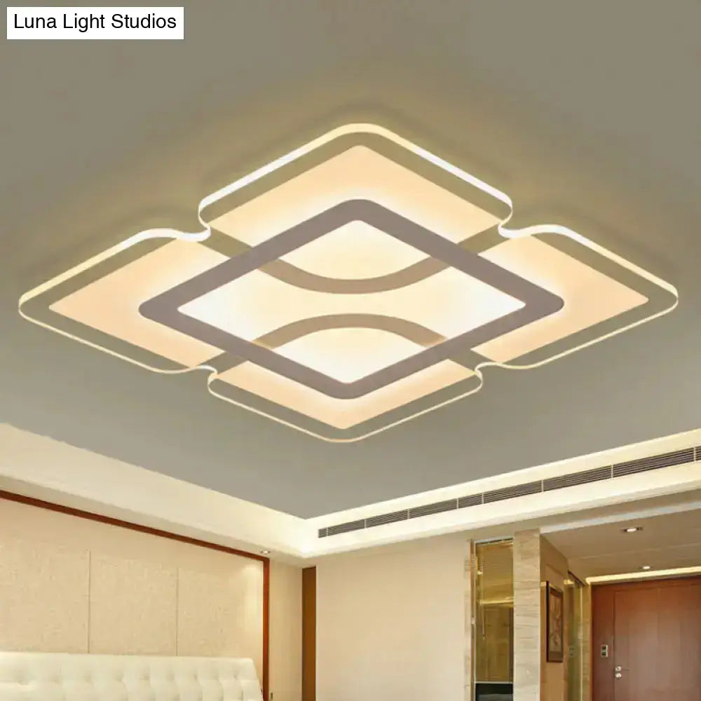 16.5’ / 35.5’ 47’ Modern Led Flush Light Fixture - White Square/Rectangle Ultra-Thin Close To