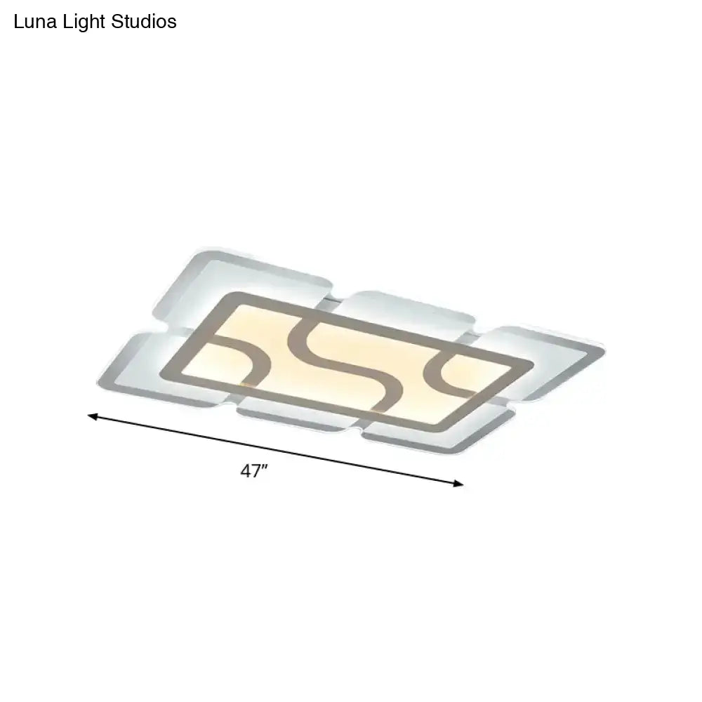 16.5’ / 35.5’ 47’ Modern Led Flush Light Fixture - White Square/Rectangle Ultra-Thin Close To