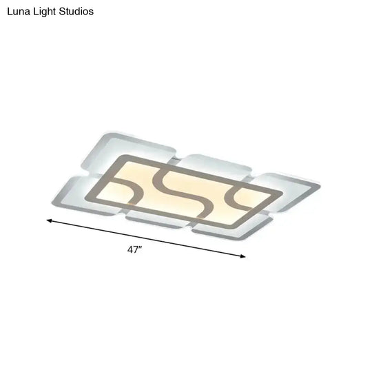 16.5’ / 35.5’ 47’ Modern Led Flush Light Fixture - White Square/Rectangle Ultra-Thin Close To