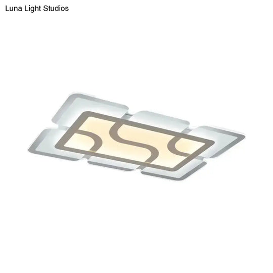 16.5’ / 35.5’ 47’ Modern Led Flush Light Fixture - White Square/Rectangle Ultra-Thin Close To