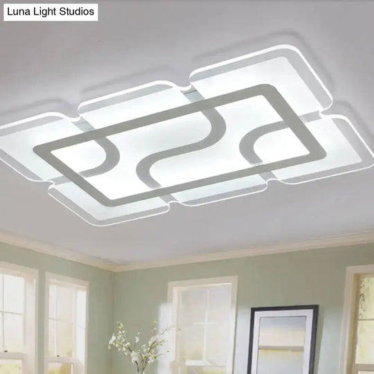 16.5’ / 35.5’ 47’ Modern Led Flush Light Fixture - White Square/Rectangle Ultra-Thin Close To